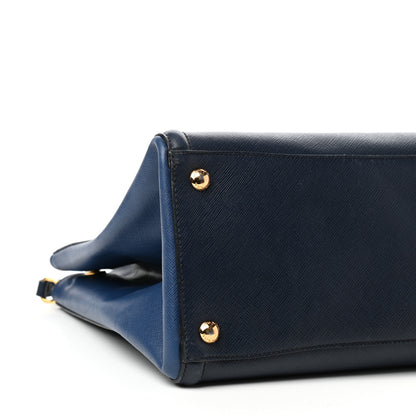 Prada Saffiano Lux Medium Bi-Color Tote Baltico Bluette 7 of 9