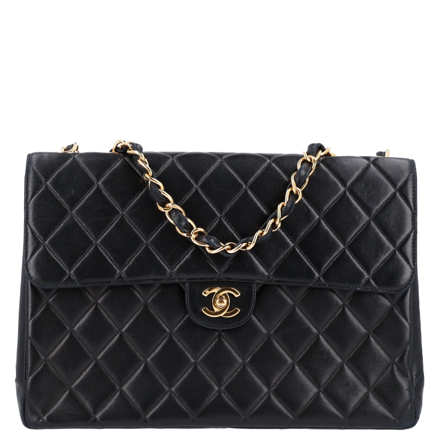 Chanel Lambskin Quilted Jumbo Single Flap Black 1 of 12