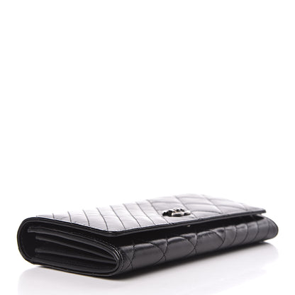 Chanel Glazed Calfskin Quilted Coco Boy Large Gusset Flap Wallet Black 4 of 12