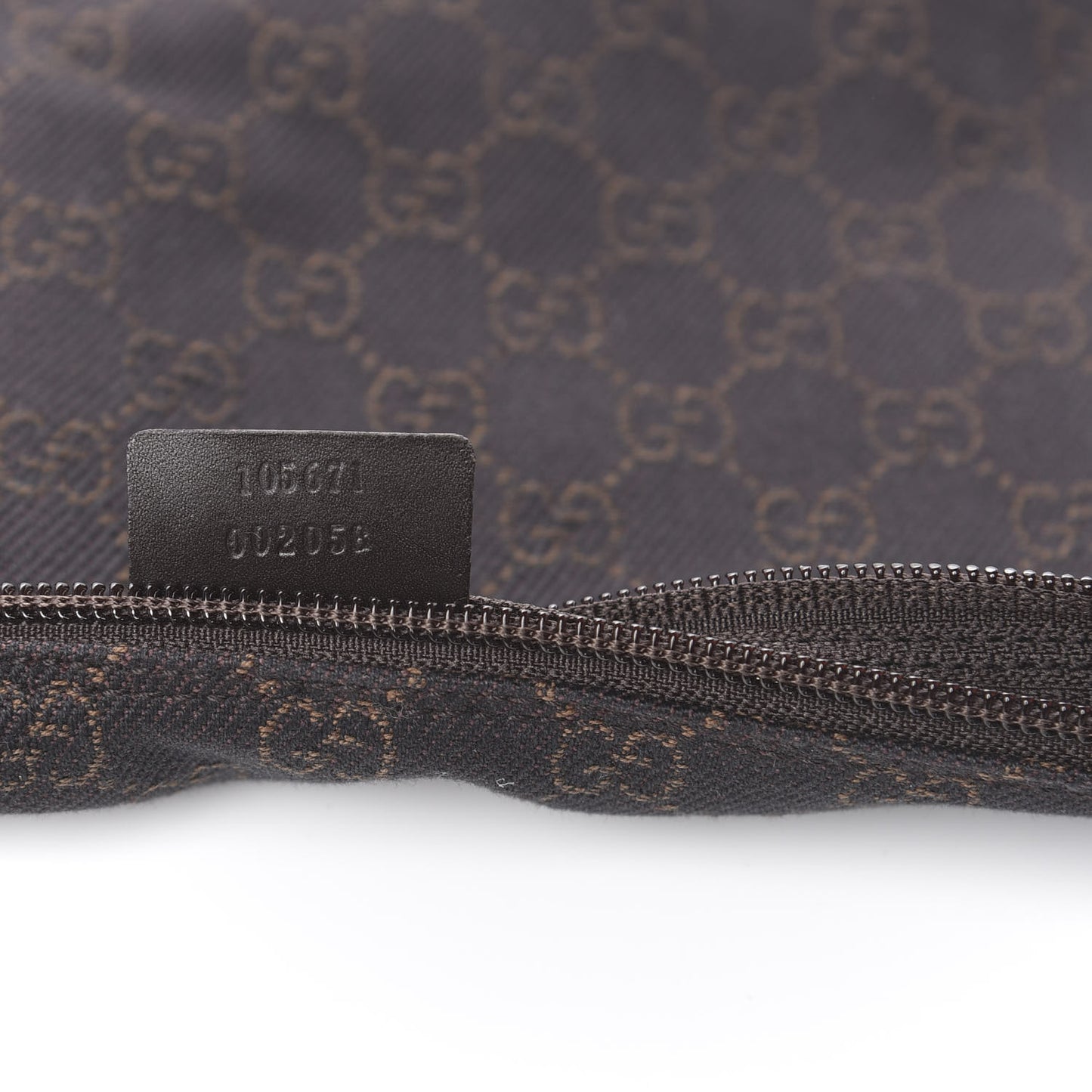 Denim Monogram Zip Top Pouch Brown