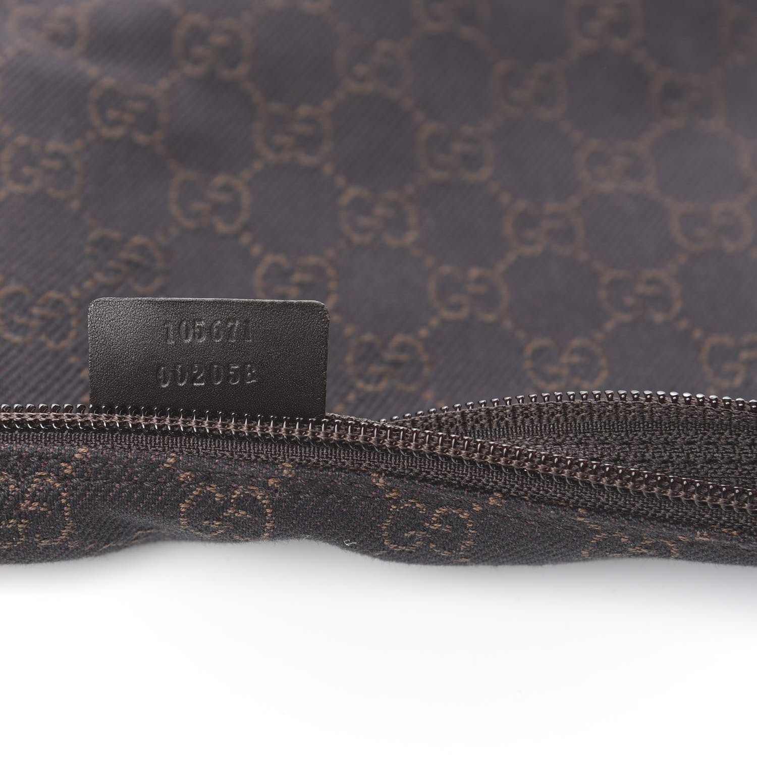 Gucci Denim Monogram Zip Top Pouch Brown 8 of 9