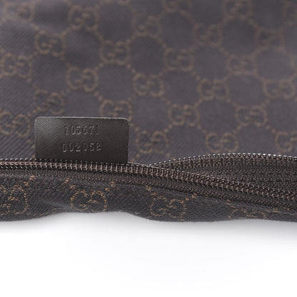 Gucci Denim Monogram Zip Top Pouch Brown 8 of 9