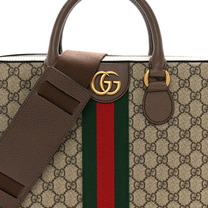 Gucci GG Supreme Monogram Textured Calfskin Web Medium Ophidia Briefcase Beige Ebony New Acero 8 of 13