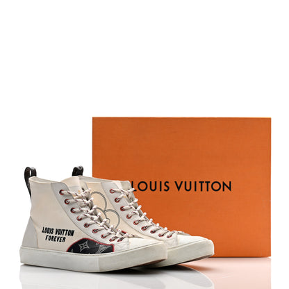 Louis Vuitton Canvas LV Forever Mens Tattoo Sneaker Boots 10.5 White 11 of 11