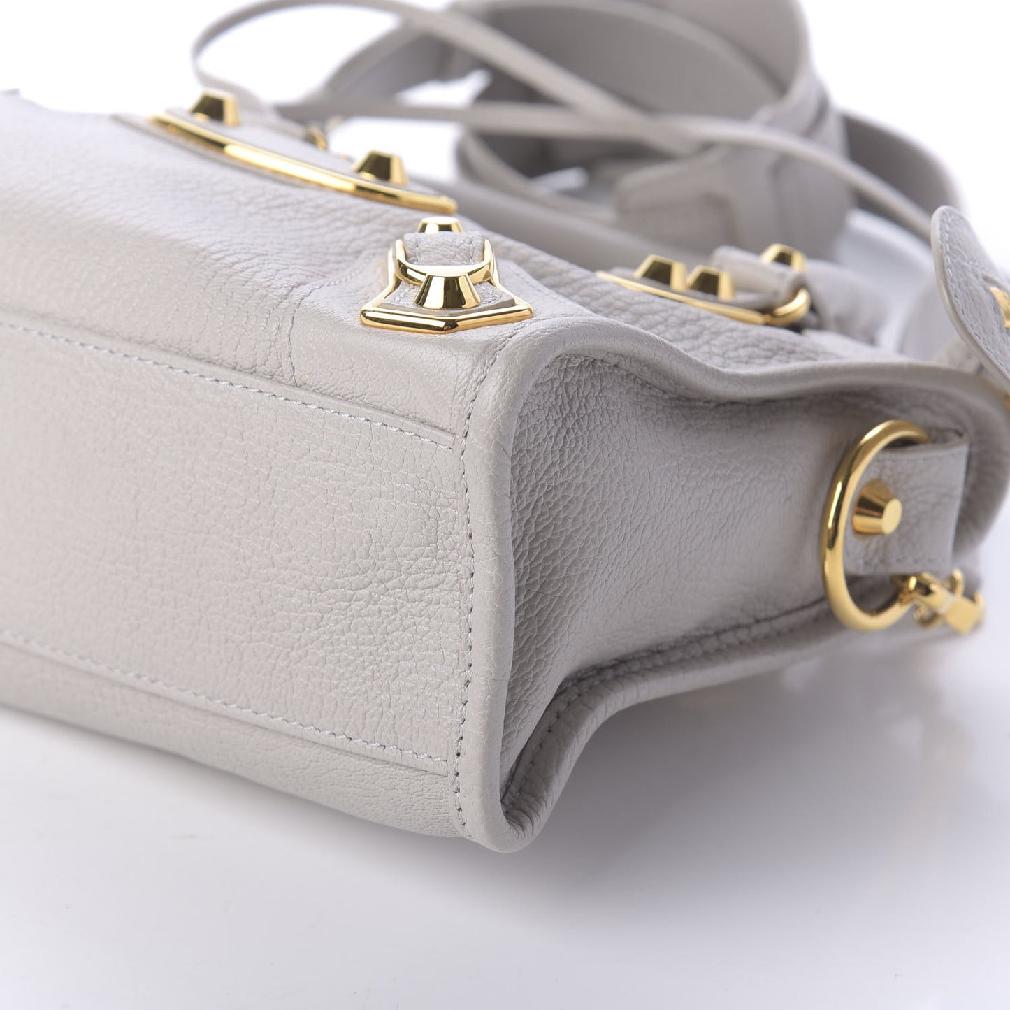Chevre Gold Metallic Edge Hardware Mini City Gris Clair Gris Perle