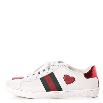 Gucci Calfskin Web Heart Embroidered Womens Ace Sneakers 37 White 1 of 10