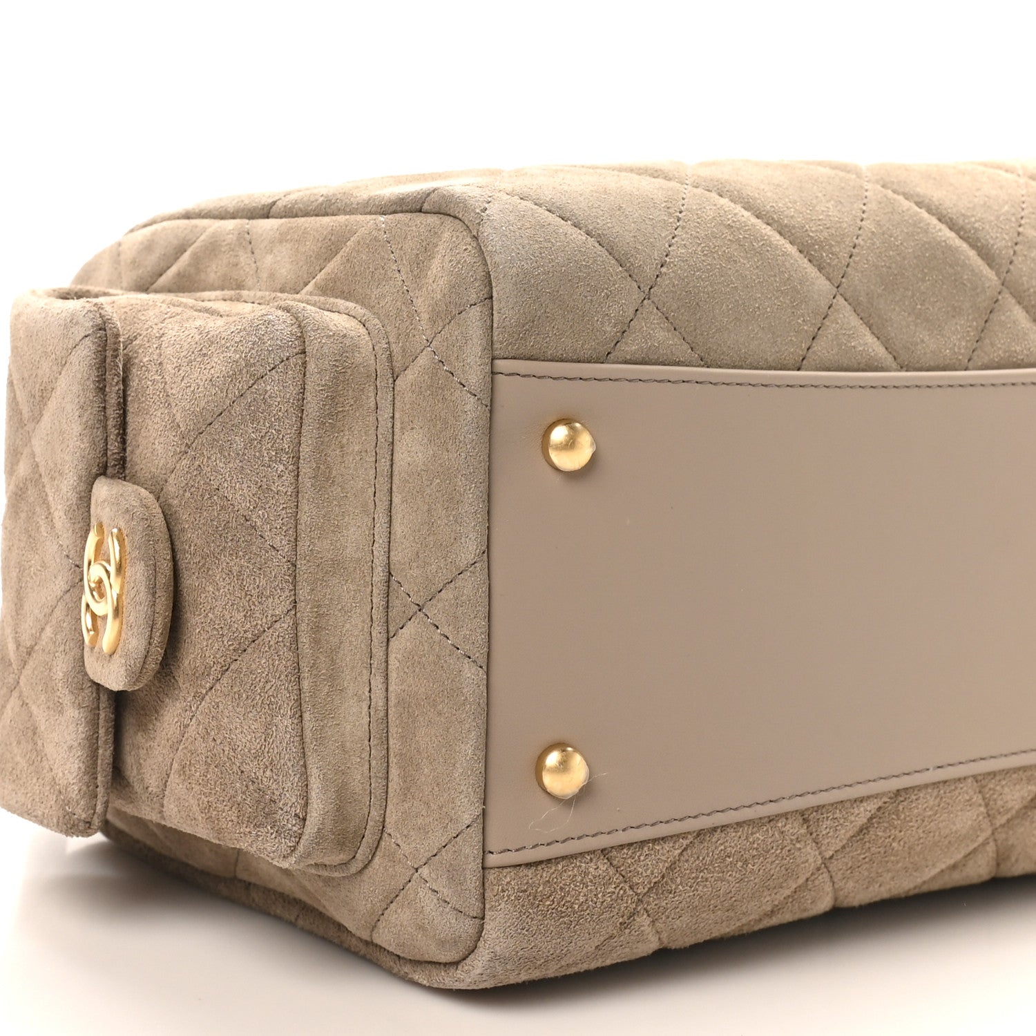 Chanel Suede Quilted Chanel 25 Bowling Bag Dark Grey 9 of 11