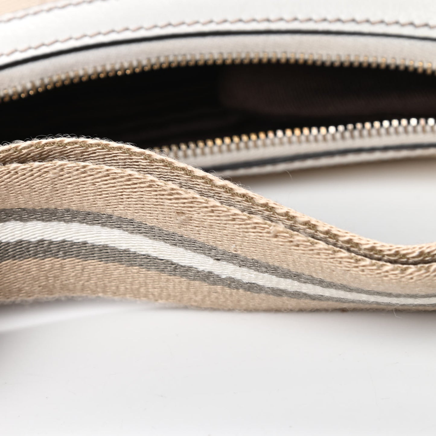 Monogram Web Medium Half Moon Hobo White