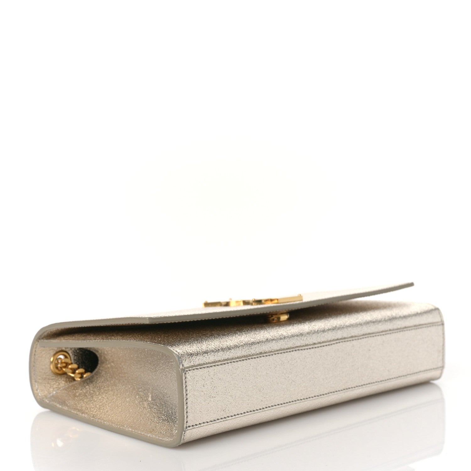 Saint Laurent Metallic Calfskin Medium Classic Monogram Kate Satchel Pale Gold 4 of 8