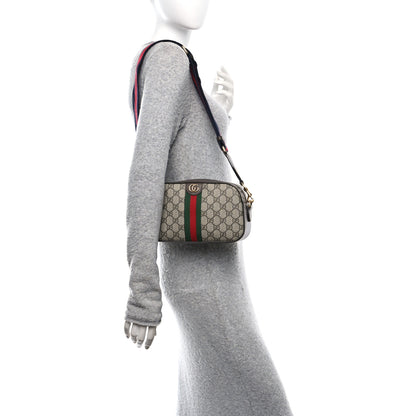 Gucci GG Supreme Monogram Textured Dollar Calfskin Web Ophidia Small Crossbody Bag Beige Ebony New Acero 2 of 11
