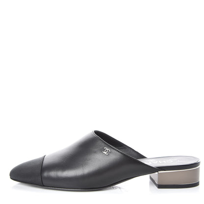 Chanel Lambskin Grosgrain Cap Toe CC Mules 39 Black 1 of 11