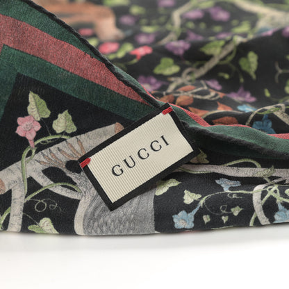 Gucci Silk Floral Condor Square Handkerchief Black 3 of 4