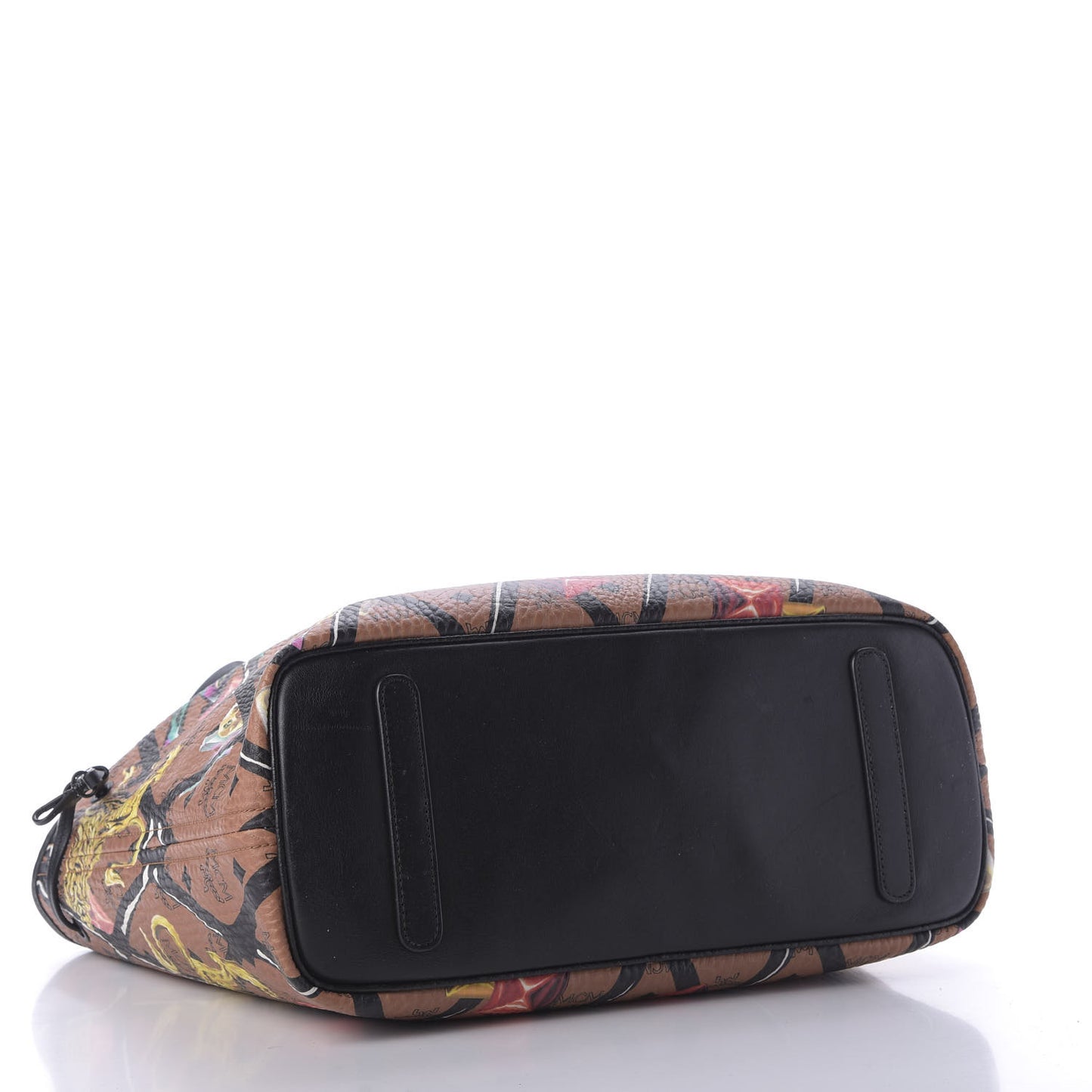 Visetos Calfskin Motif Rombi Lion Printed Reversible Shopper Tote Cognac