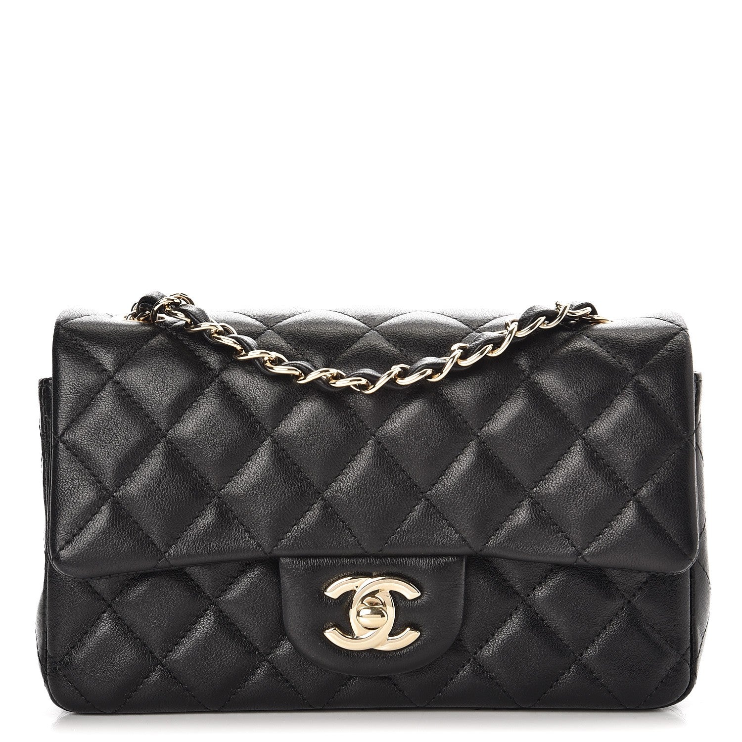 Chanel Lambskin Quilted Mini Rectangular Flap Black 1 of 9