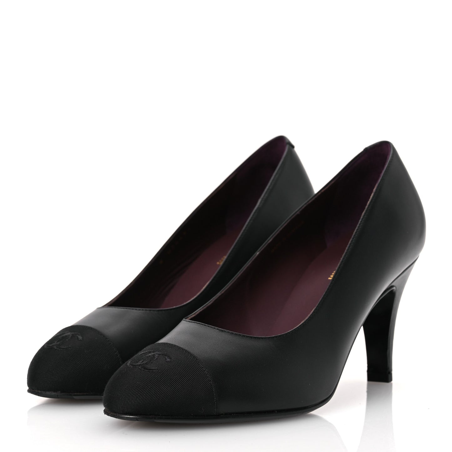 Lambskin Grosgrain Cap Toe CC Pumps 37.5 Black