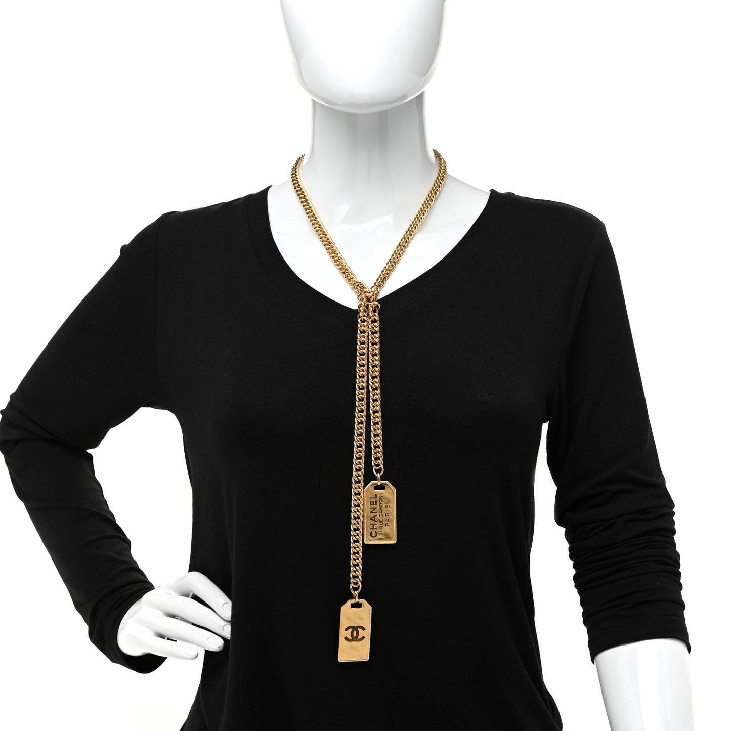 Metal ID Dog Tag Charm Necklace Gold