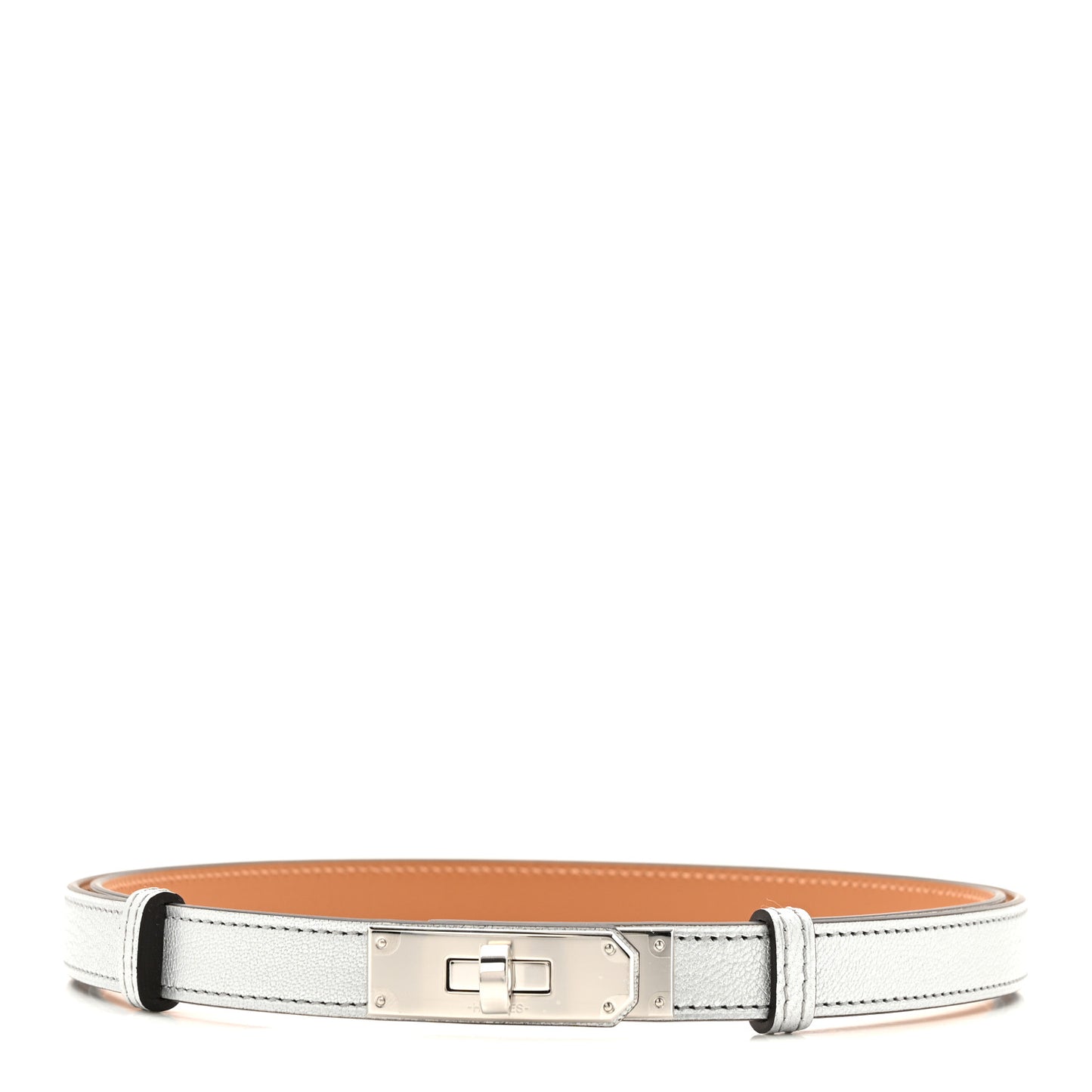 Metallic Chevre Chamkilight Kelly Belt Argent