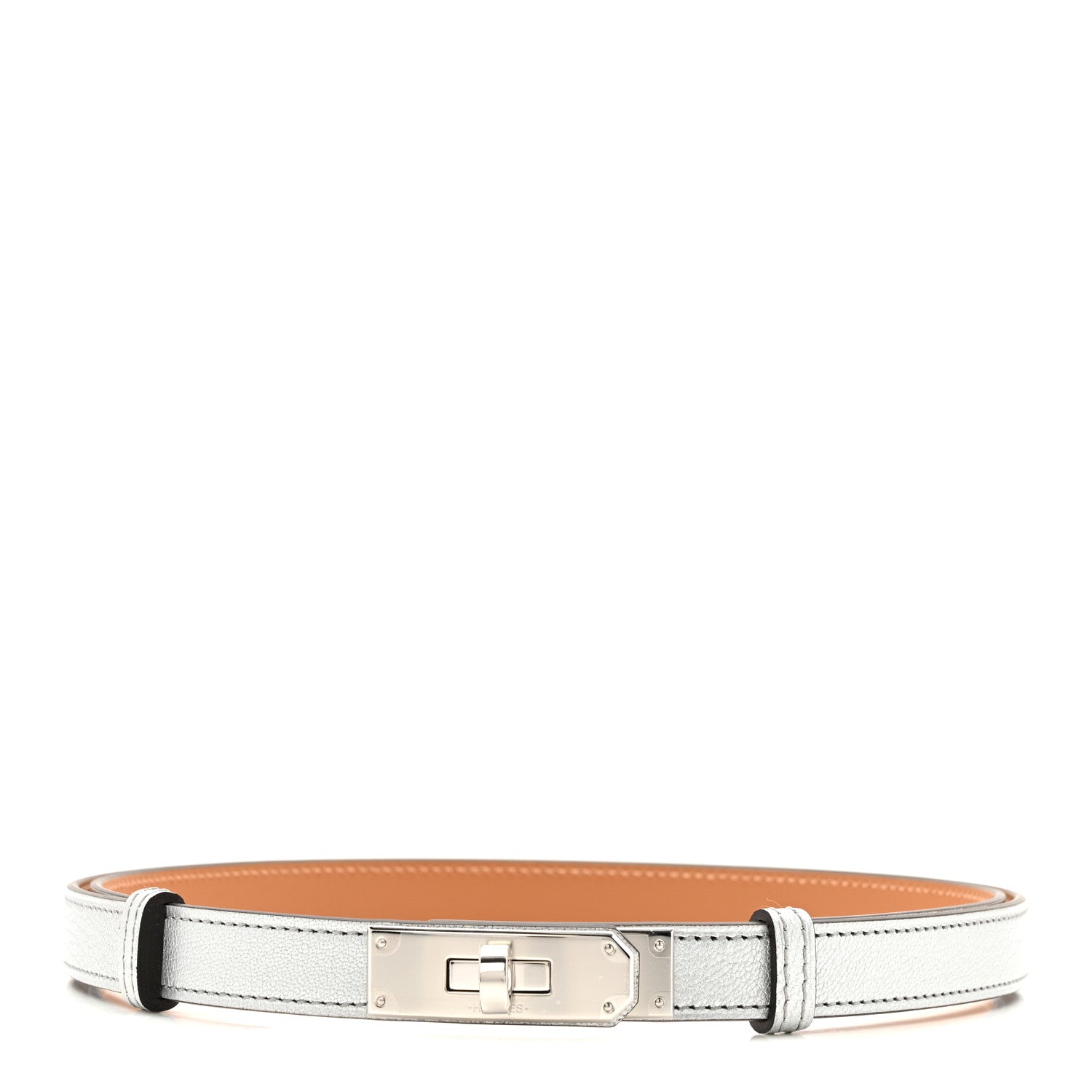 Hermes Metallic Chevre Chamkilight Kelly Belt Argent 1 of 8