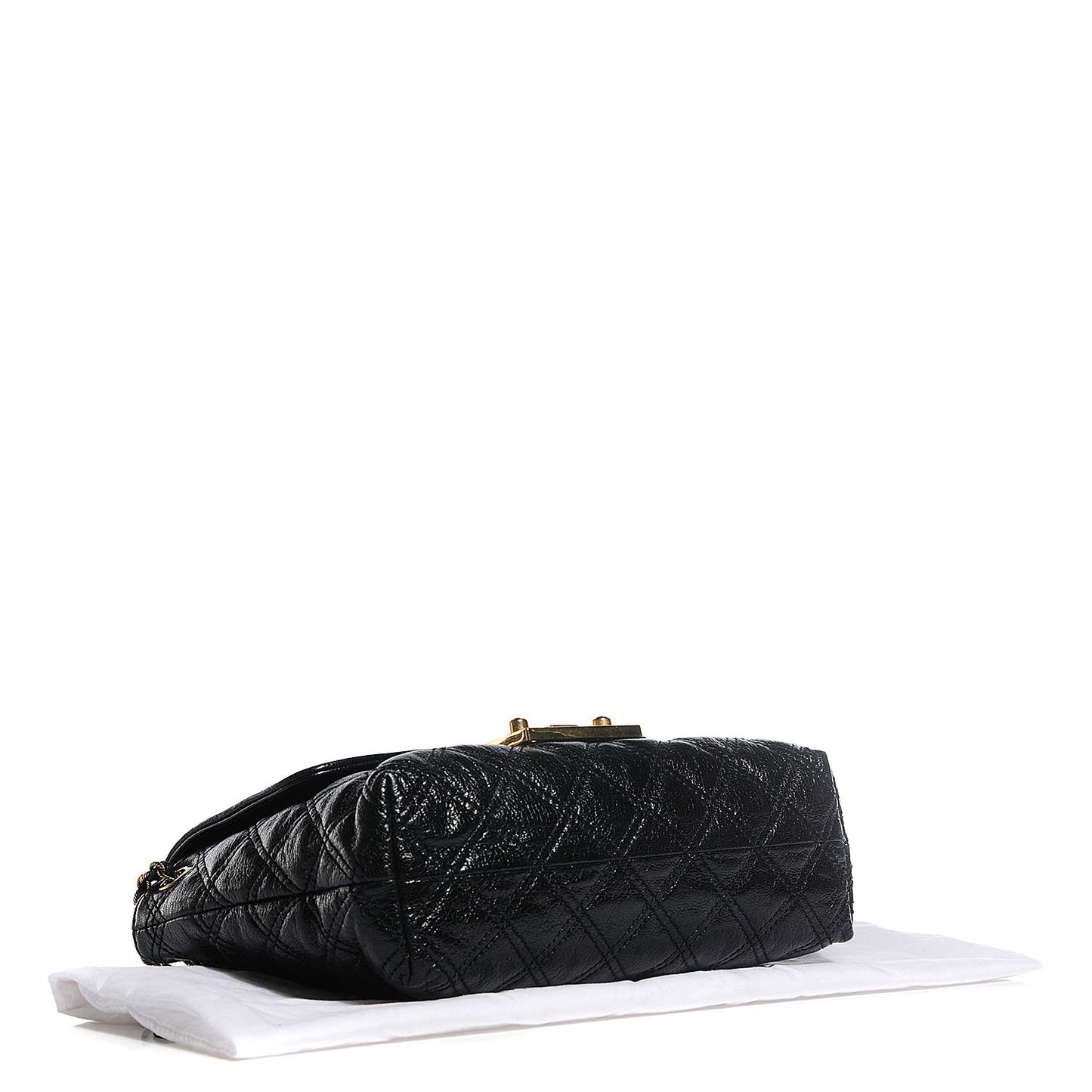 Lacquered Lambskin Quilted Large Baroque Single Flap Black