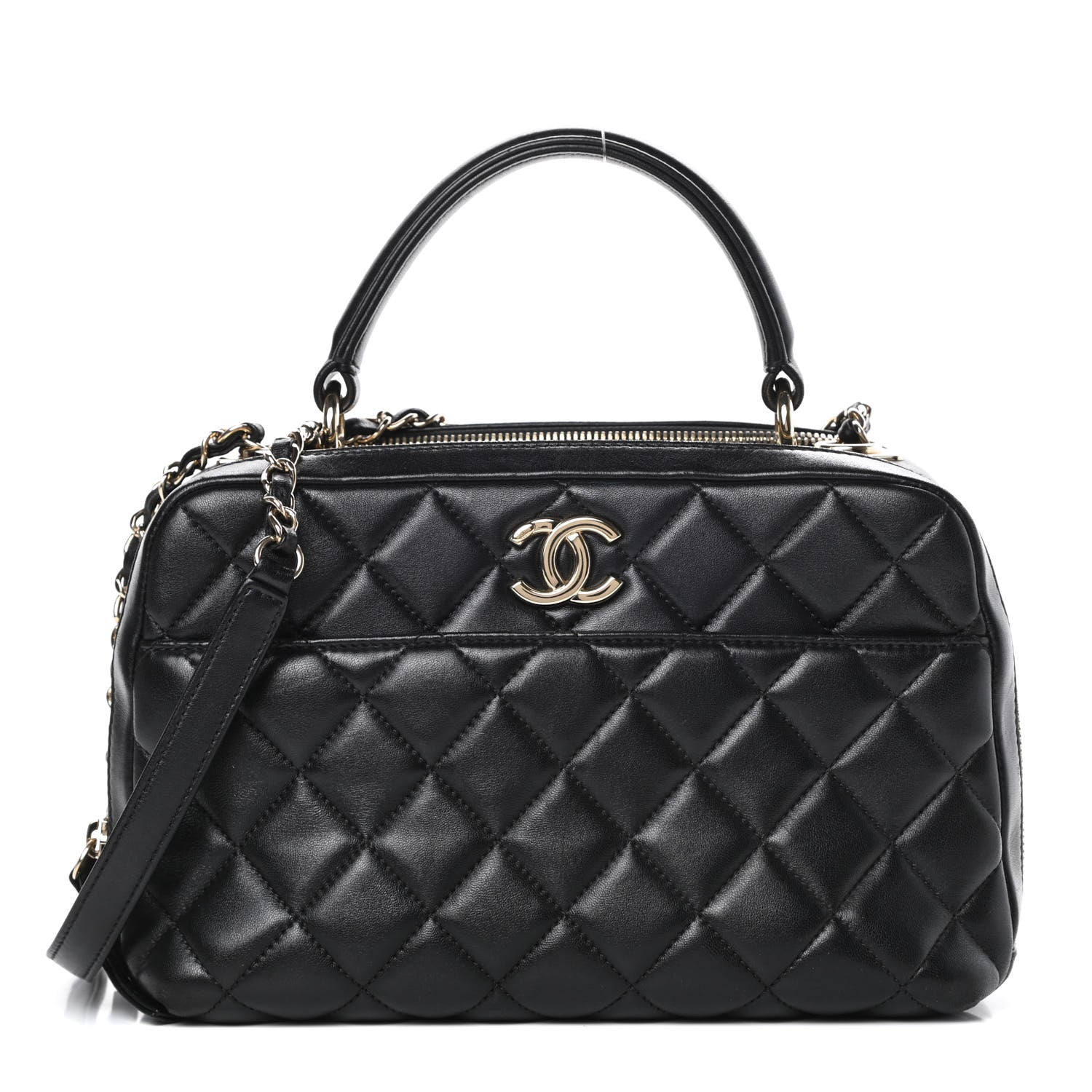 Chanel Lambskin Quilted Medium Trendy CC Bowling Bag Black 1 of 14