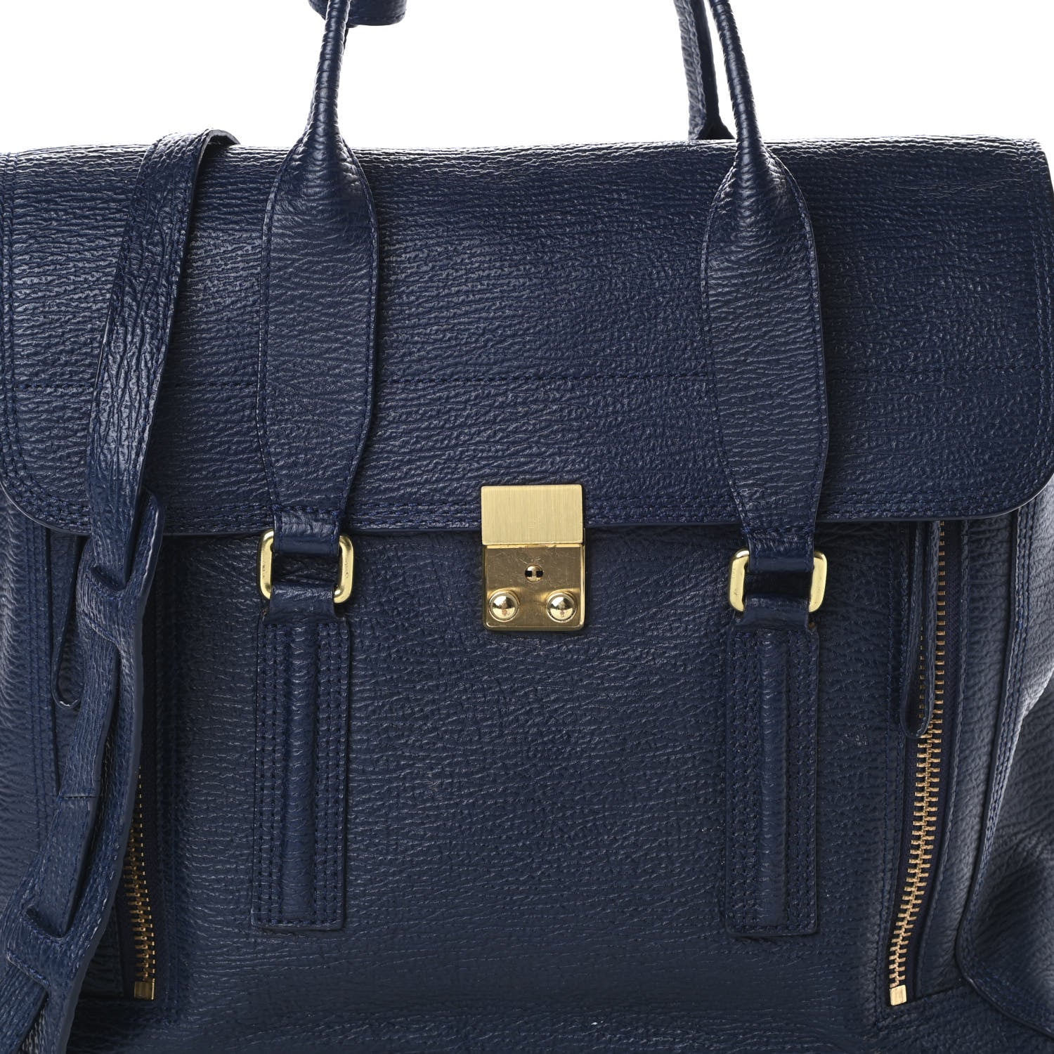 3.1 Phillip Lim Textured Calfskin Large Pashli Satchel Ink 8 of 19