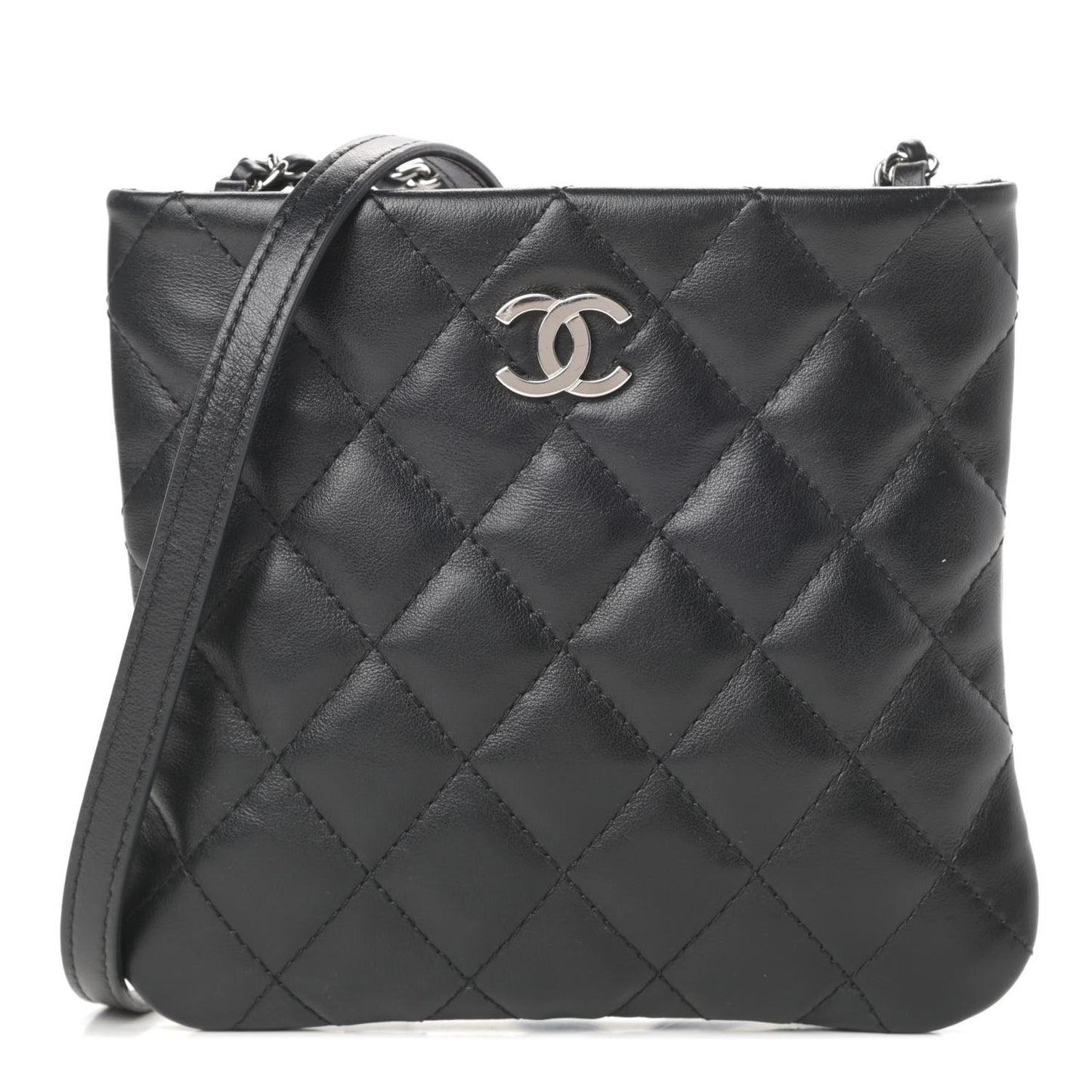 Lambskin Quilted Crossbody Bag Black