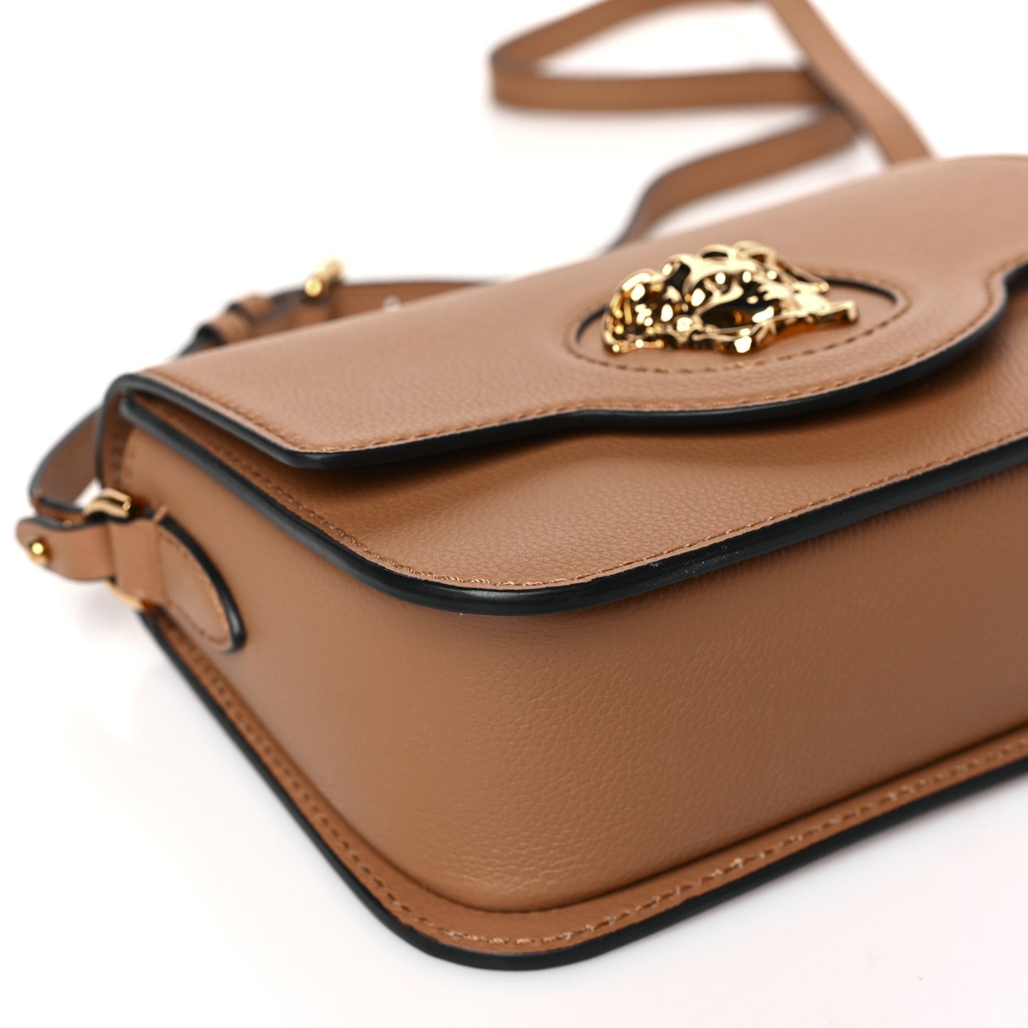 Grained Calfskin La Medusa Flap Shoulder Bag Brown