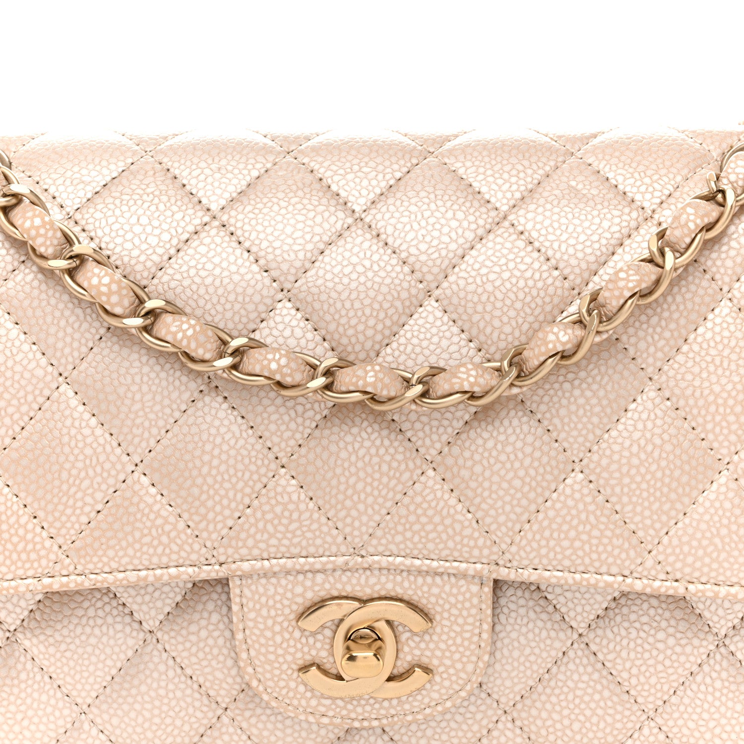 Chanel Pearly Caviar Quilted Medium Double Flap Light Beige 8 of 10