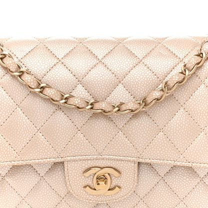 Chanel Pearly Caviar Quilted Medium Double Flap Light Beige 8 of 10
