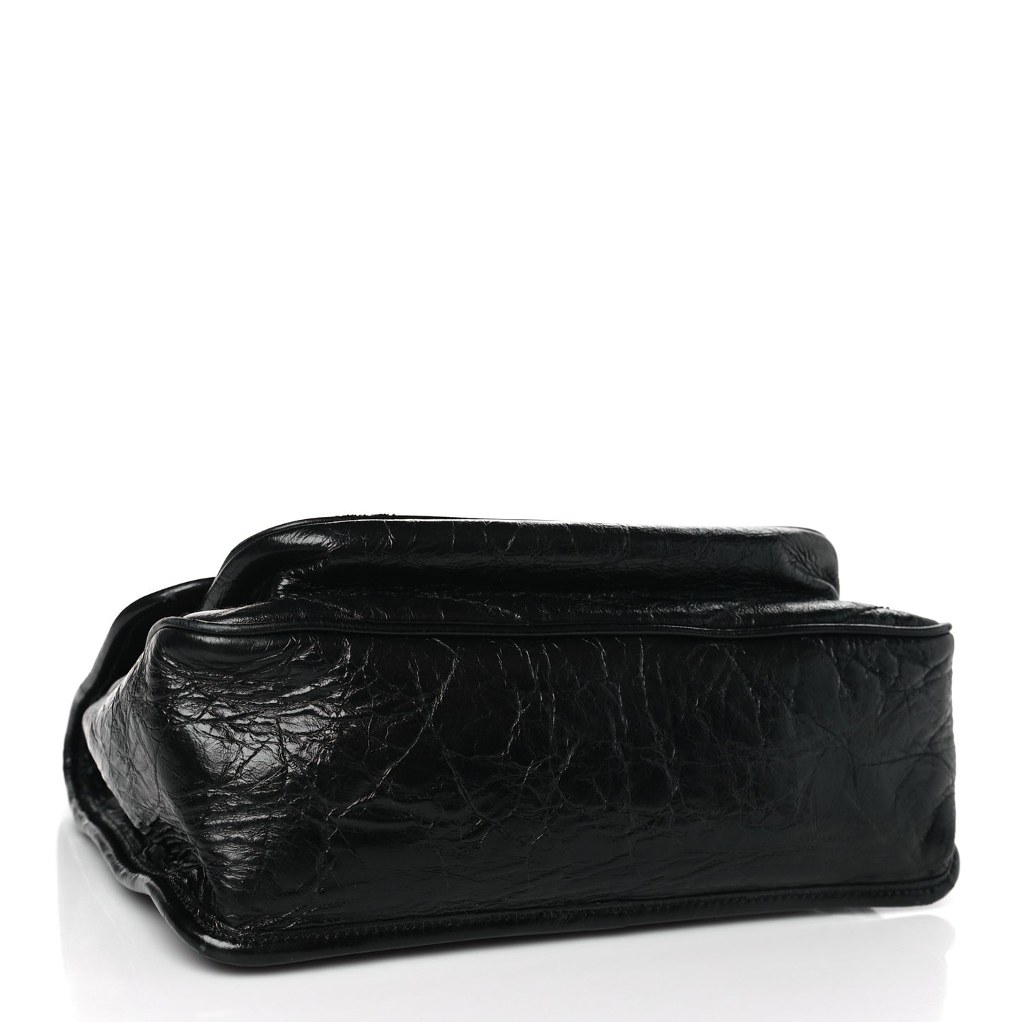 Crinkled Calfskin Matelasse Monogram Medium Niki Chain Satchel Black
