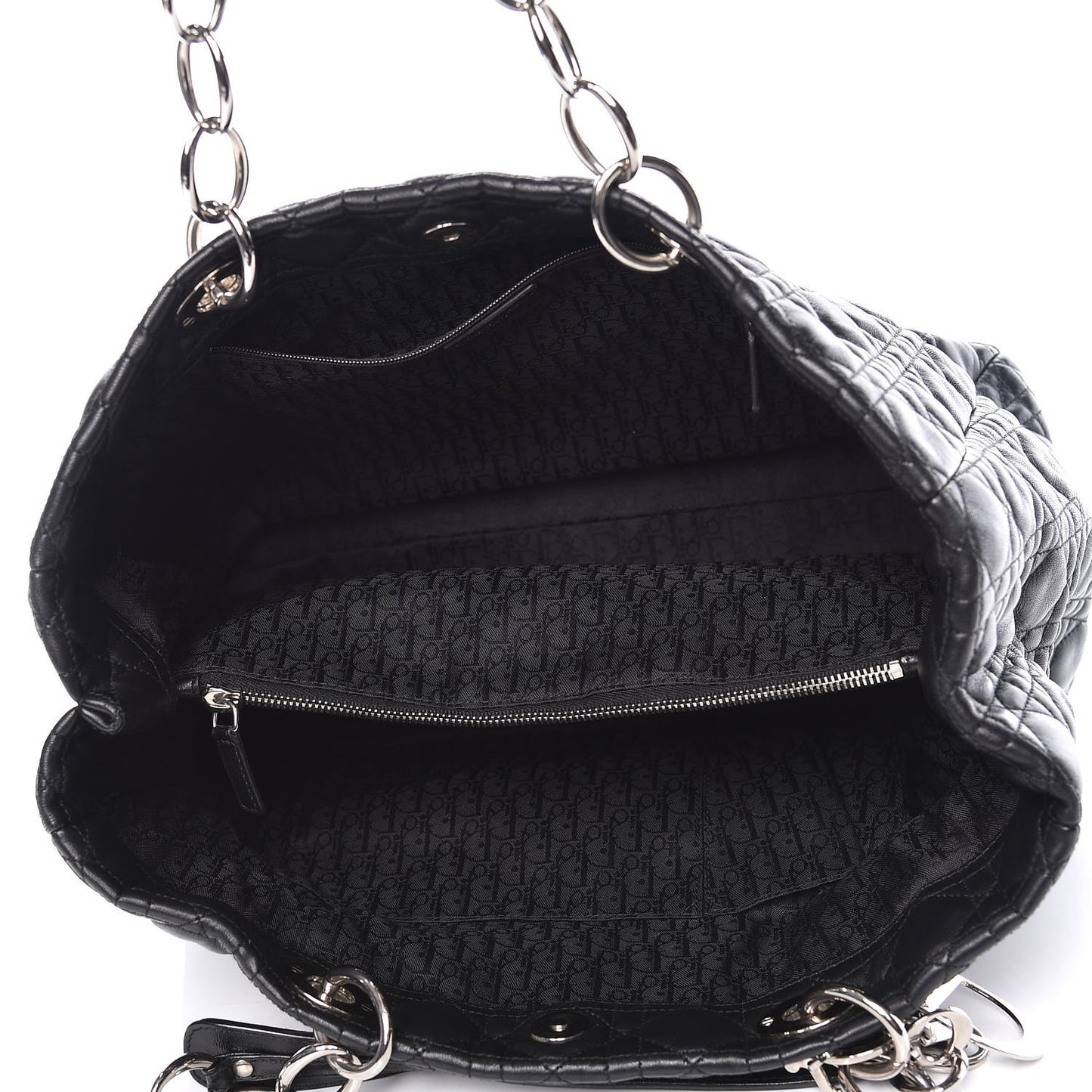 Lambskin Cannage Large Dior Soft Shopping Tote Black