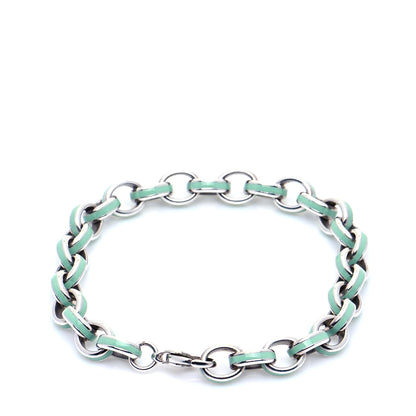 Tiffany Sterling Silver Enamel Oval Link Bracelet Blue 3 of 5