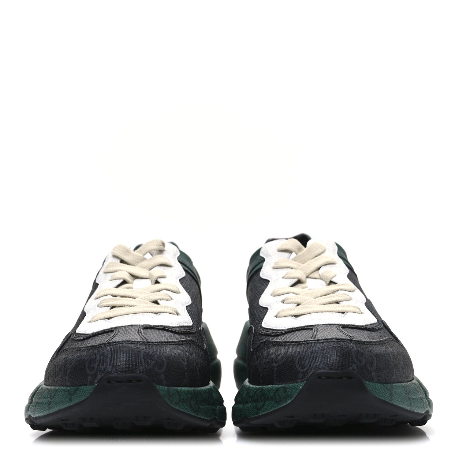 Gucci GG Supreme Monogram Mens Rhyton Sneakers 8.5 Black Green 3 of 11