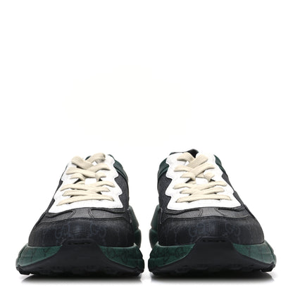 Gucci GG Supreme Monogram Mens Rhyton Sneakers 8.5 Black Green 3 of 11