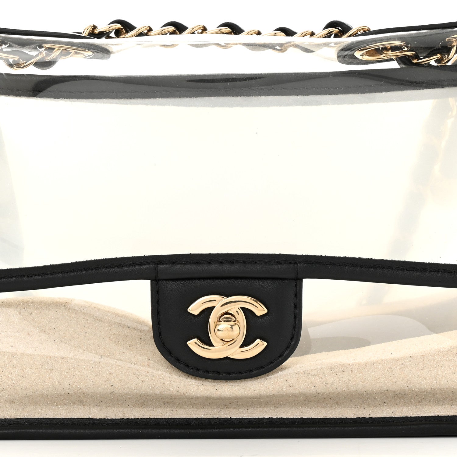 Chanel Lambskin PVC Sand By The Sea Flap With Pearl Strap Black 8 of 11