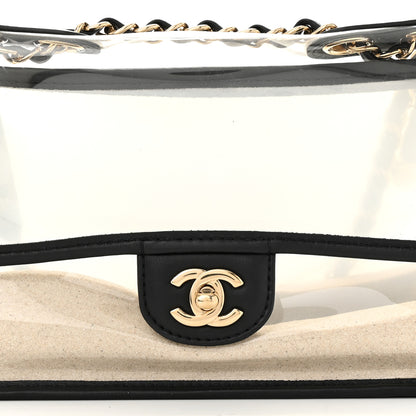 Chanel Lambskin PVC Sand By The Sea Flap With Pearl Strap Black 8 of 11