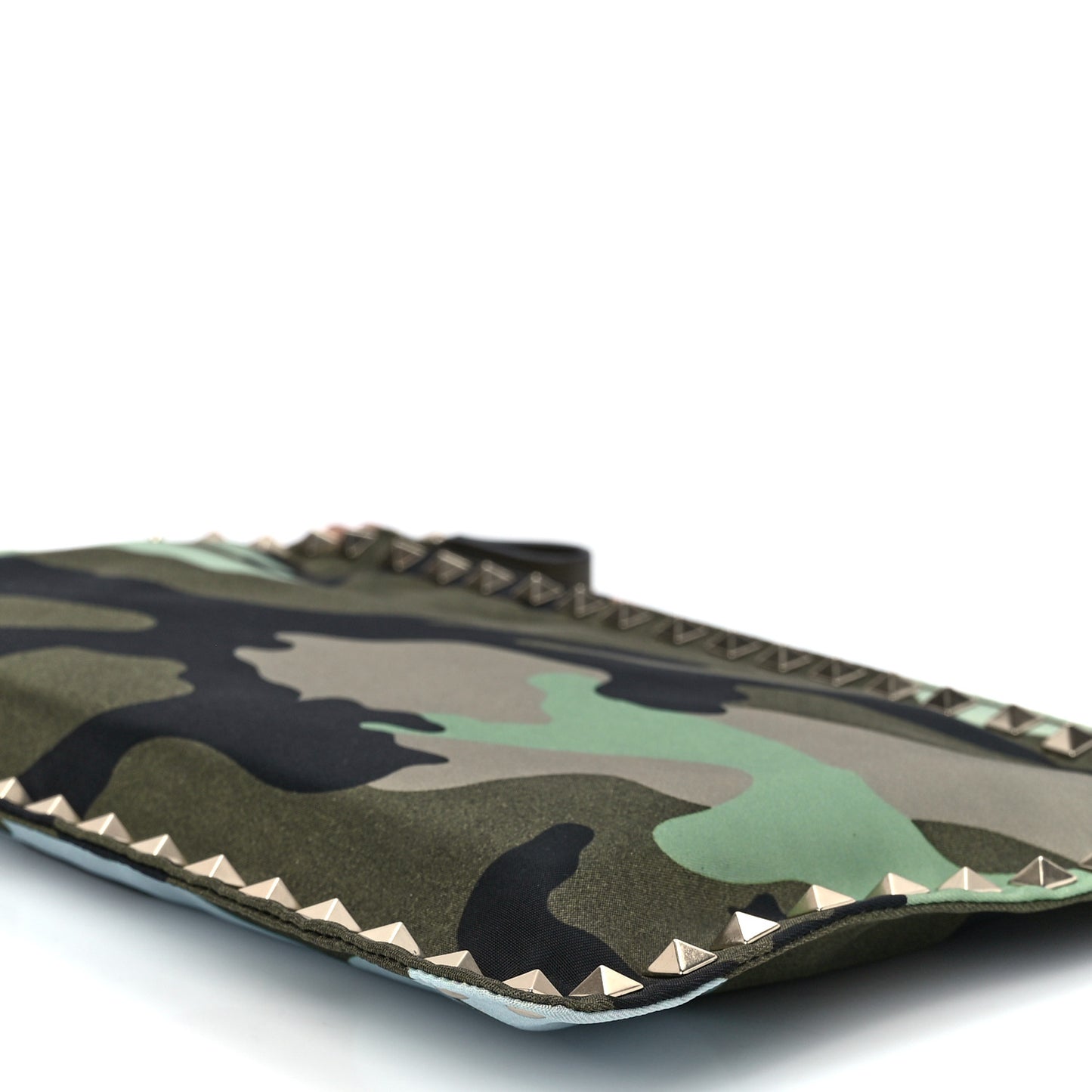 Canvas Camouflage Large Rockstud Zip Pouch Multicolor