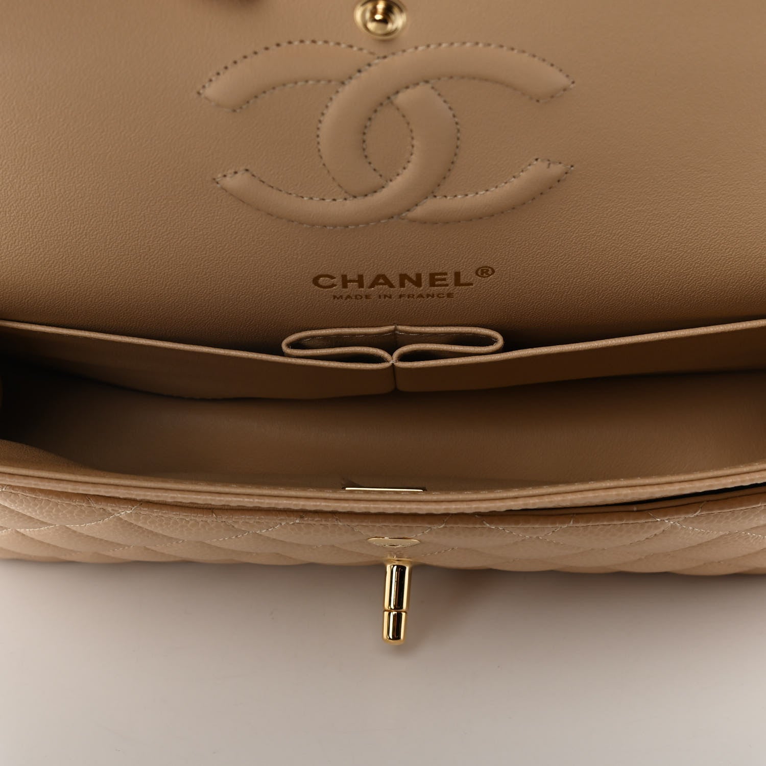 Chanel Caviar Quilted Medium Double Flap Beige 5 of 11