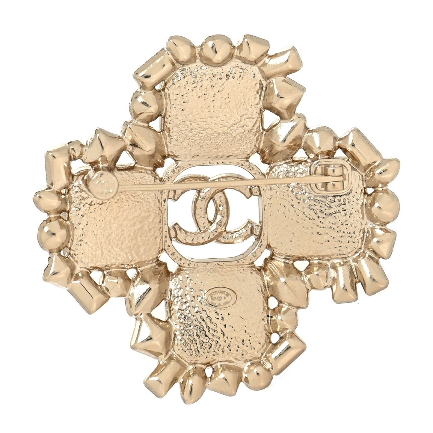 Crystal CC Cross Brooch Gold Pink