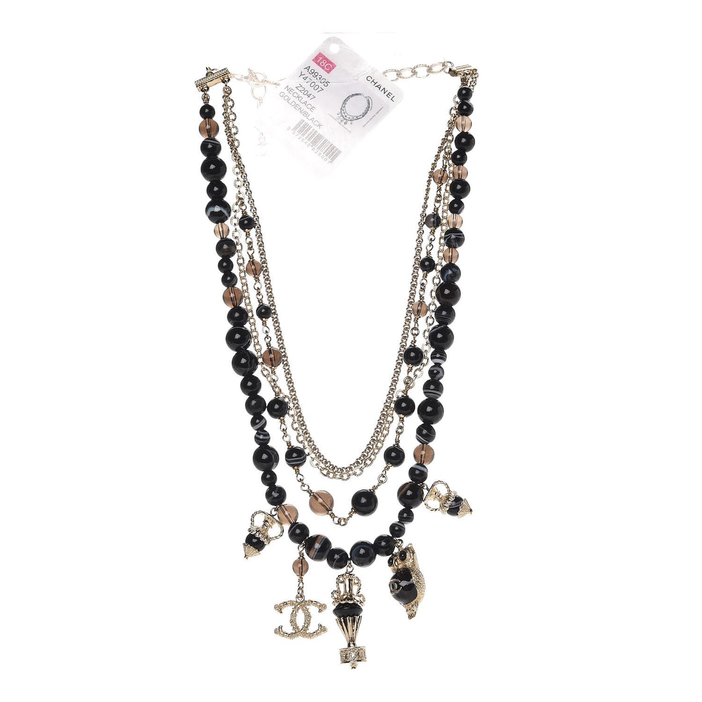 Multi Strand CC Short Necklace Black Gold