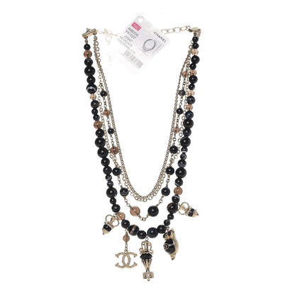Chanel Multi Strand CC Short Necklace Black Gold 3 of 6