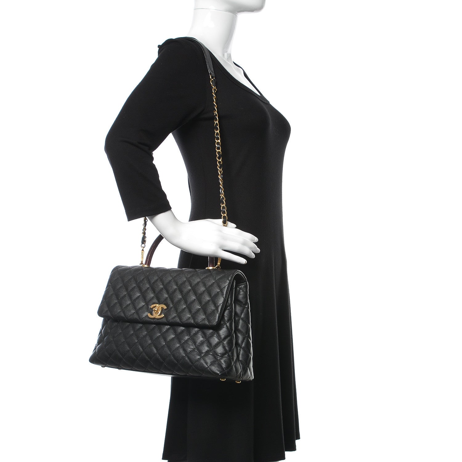 Chanel Caviar Lizard Quilted Medium Coco Handle Flap Black 2 of 11