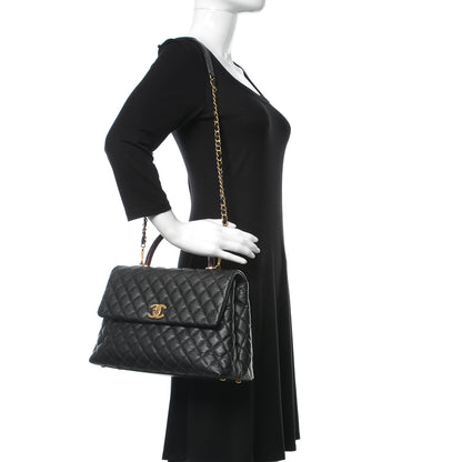 Chanel Caviar Lizard Quilted Medium Coco Handle Flap Black 2 of 11