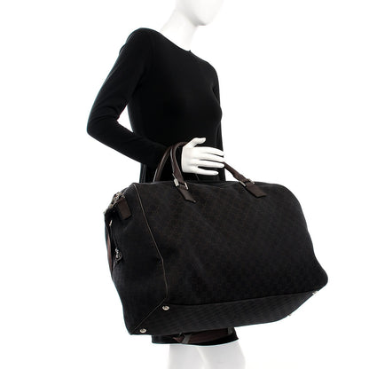 Gucci Denim Monogram Large Carry On Duffle Dark Brown 3 of 8