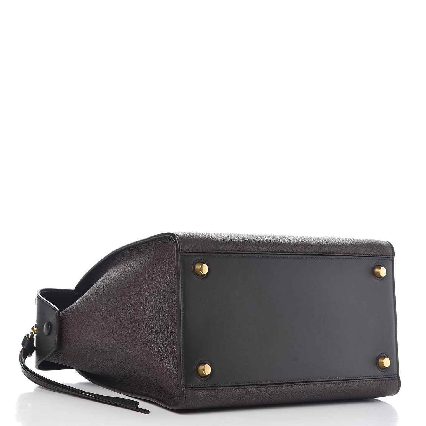 Goatskin Smooth Calfskin Small Ring Bag Dark Taupe