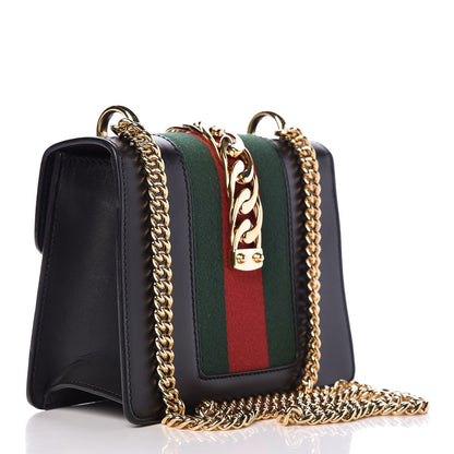 Gucci Calfskin Mini Sylvie Chain Shoulder Bag Black 3 of 14