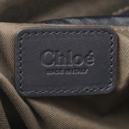 Chloe Calfskin Crocodile Embossed Small Marcie Satchel Full Blue 6 of 11