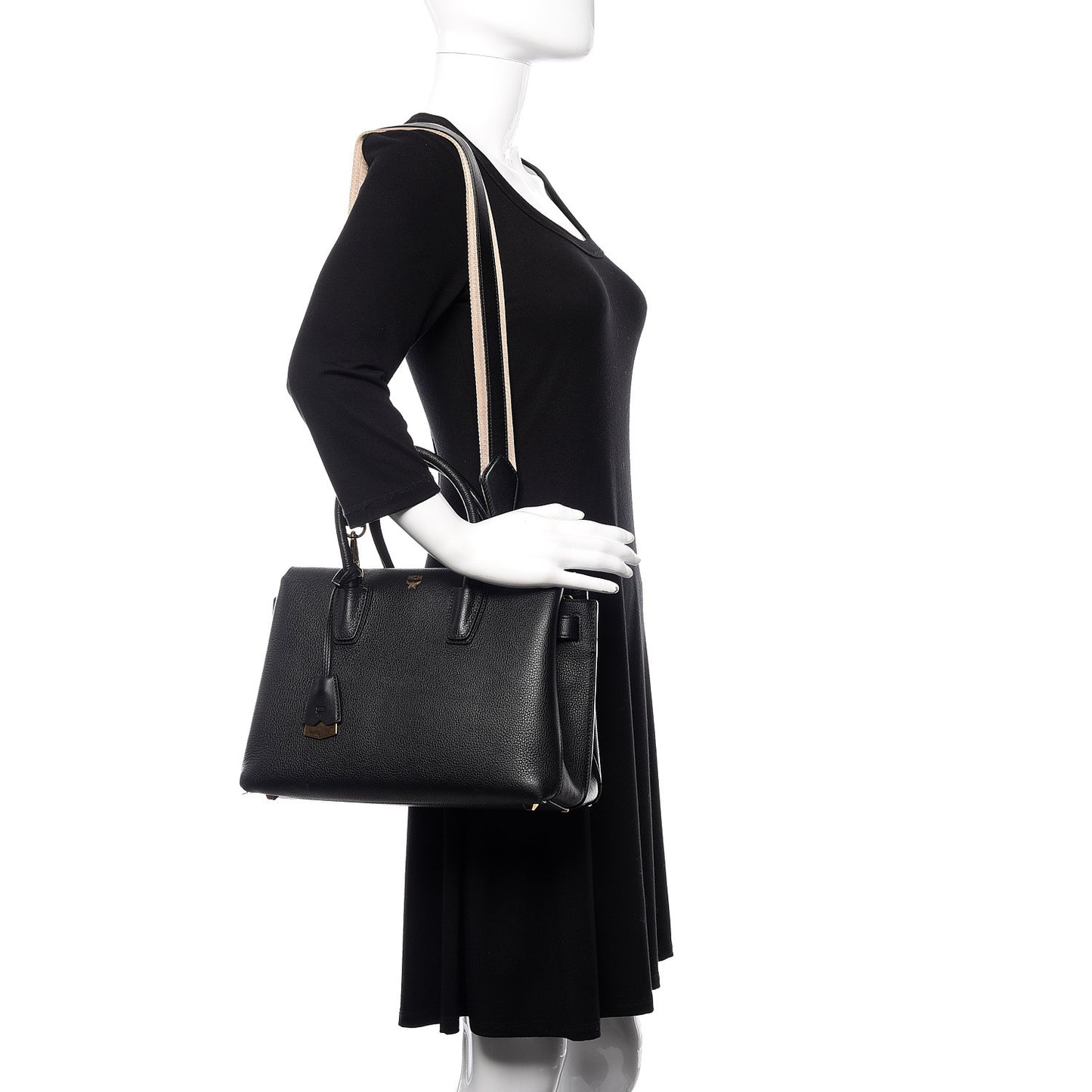 Grained Calfskin Medium Milla Tote Black