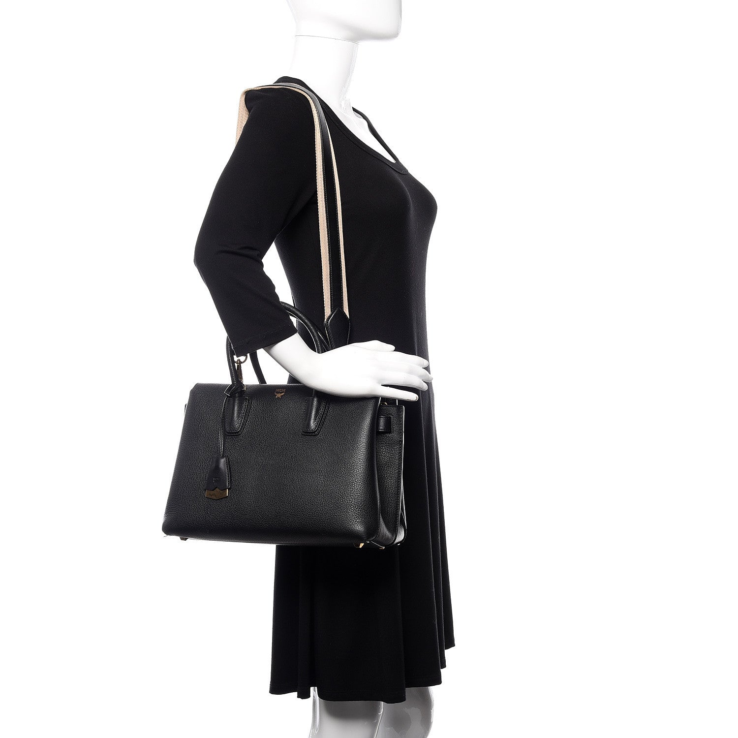 MCM Grained Calfskin Medium Milla Tote Black 2 of 10