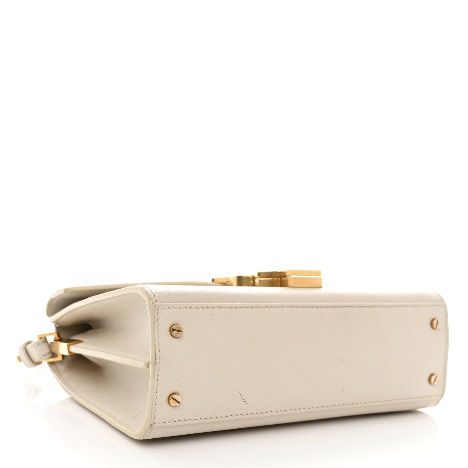 Saint Laurent Grain de Poudre Mini Classic Monogram Cassandra Top Handle Vintage White 4 of 14